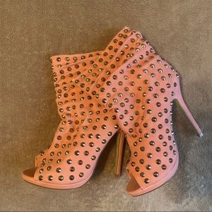 Heeled Studded Peep-toe booties